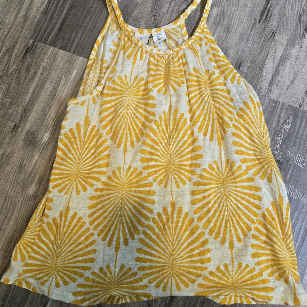 Joie Yellow and White Patterned Tank Top